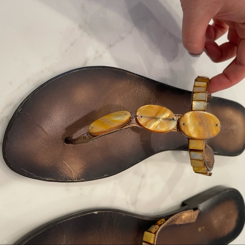 MIA brown & yellow beaded leather sandal - Picture 3 of 14